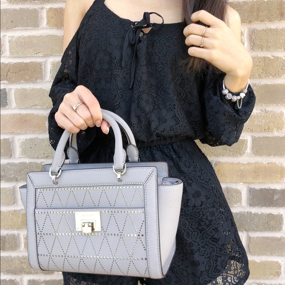 Michael Kors Tina Small Satchel Gray perforated - Picture 2 of 7